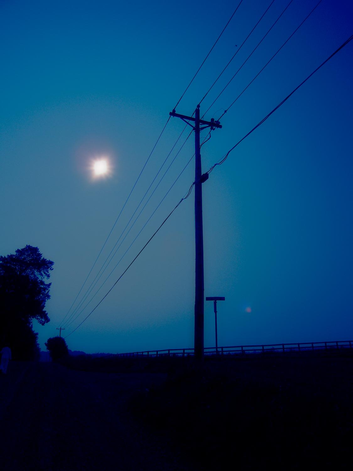 - <center>Power pole against the sun #4 - Techno-Impressionist Museum - Techno-Impressionism - art - beautiful - photo photography picture - by Tony Karp