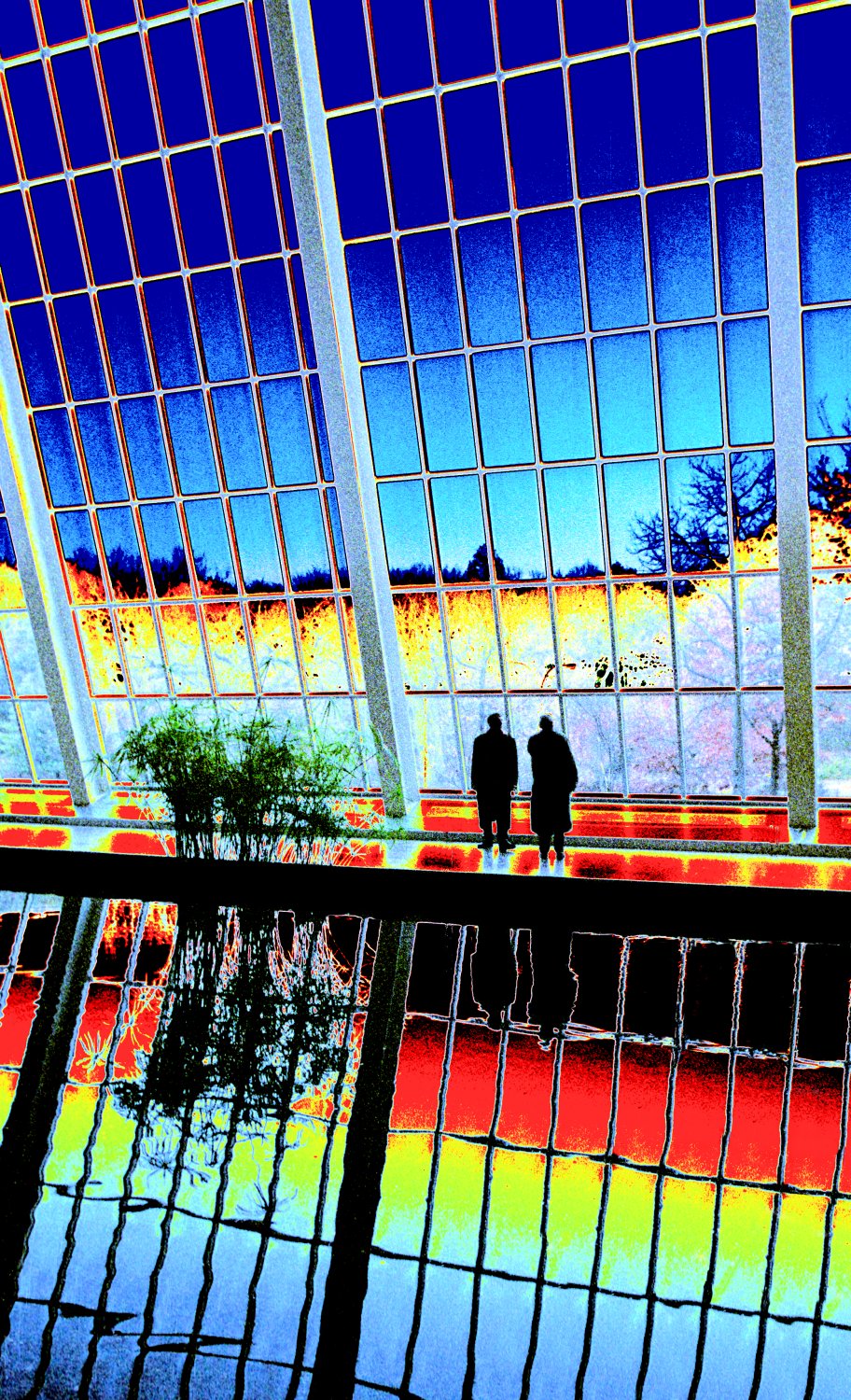 reflection in the pool in the Temple of Dendur in the Metropolitan Museum of Art - <center>Reagan and Gorbachev, 1984 - Techno-Impressionist Museum - Techno-Impressionism - art - beautiful - photo photography picture - by Tony Karp