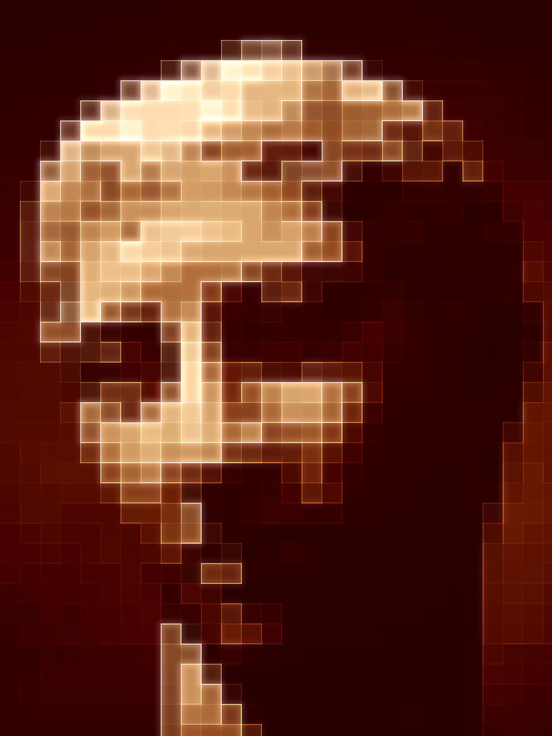Portrait of the head of a statue from the Metropolitan Museum of Art Brown head made from brown squares, portrait that is an optical illusion - <center>Portrait in shades of brown - Techno-Impressionist Museum - Techno-Impressionism - art - beautiful - photo photography picture - by Tony Karp