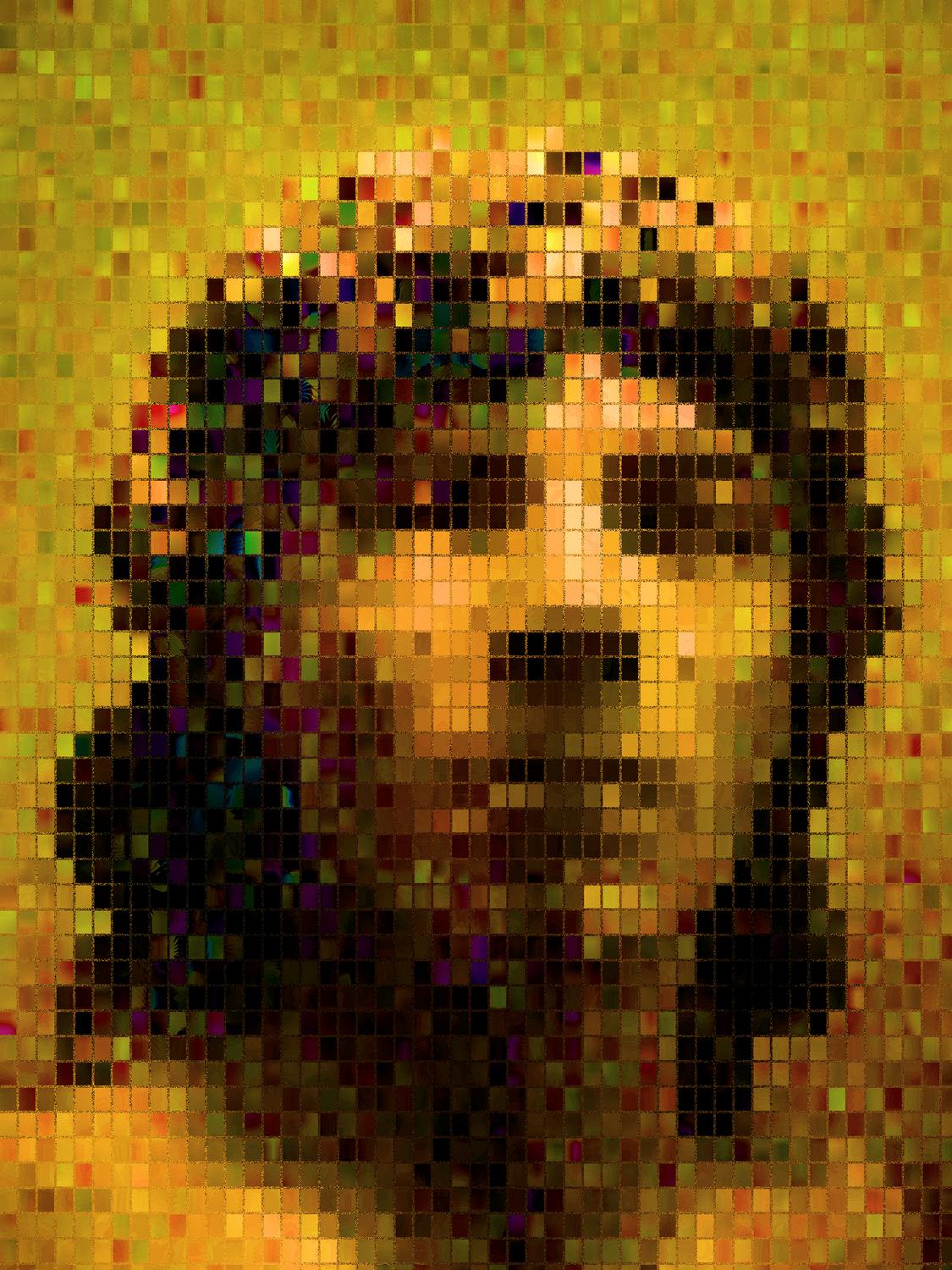 face from a museum done in colored tiles patternism - <center>A portrait made from colored tiles - Techno-Impressionist Museum - Techno-Impressionism - art - beautiful - photo photography picture - by Tony Karp