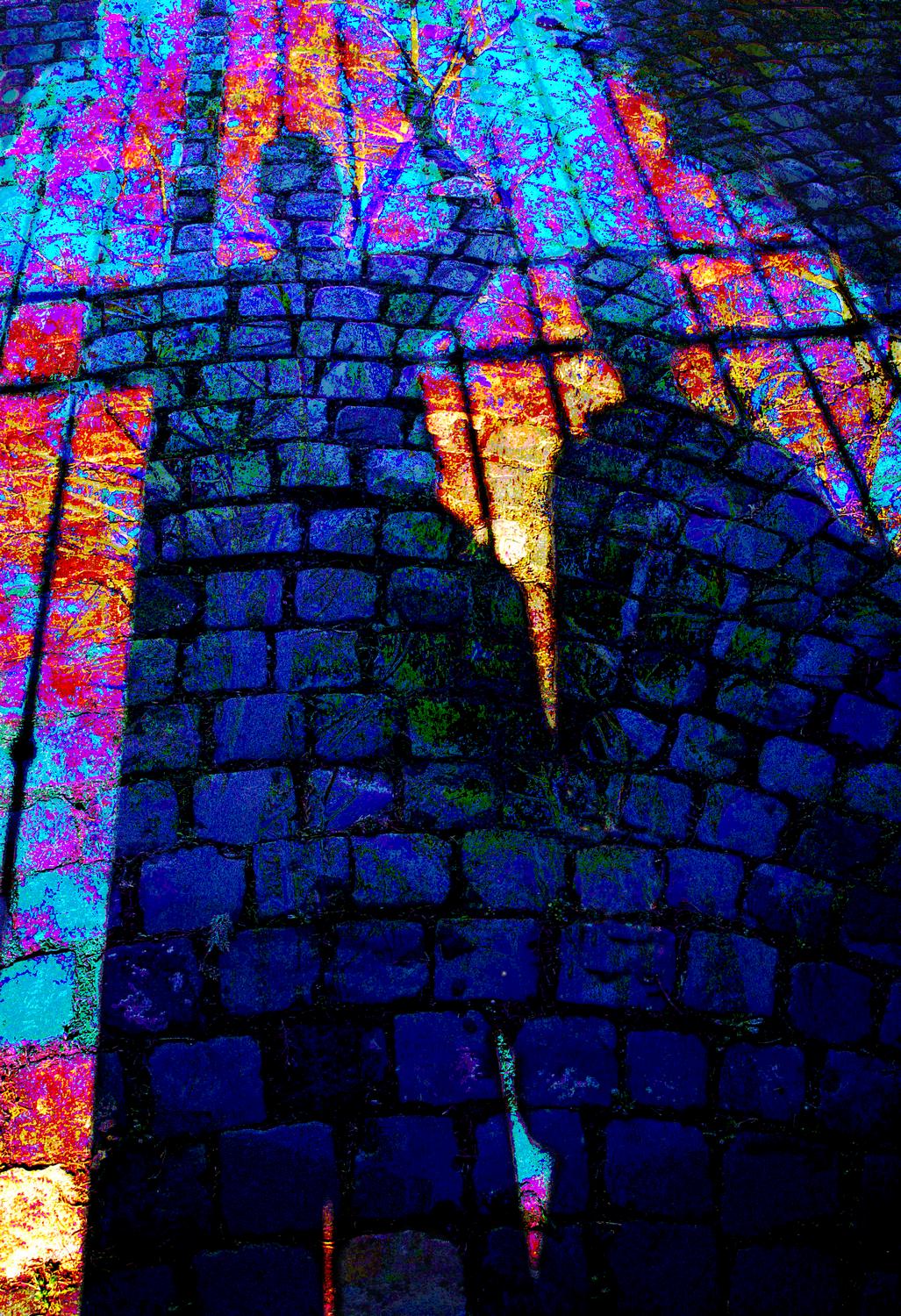shadow of the artist and his muse on the Appian Way in Rome - A vivid marker - Techno-Impressionist Museum - Techno-Impressionism - art - beautiful - photo photography picture - by Tony Karp
