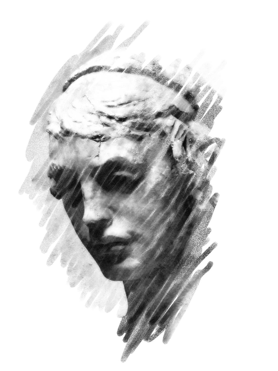 Face in black and white - by Tony Karp - Excissa, a virtual muse - Techno-Impressionist Museum - Techno-Impressionism - art - beautiful - photo photography picture - by Tony Karp