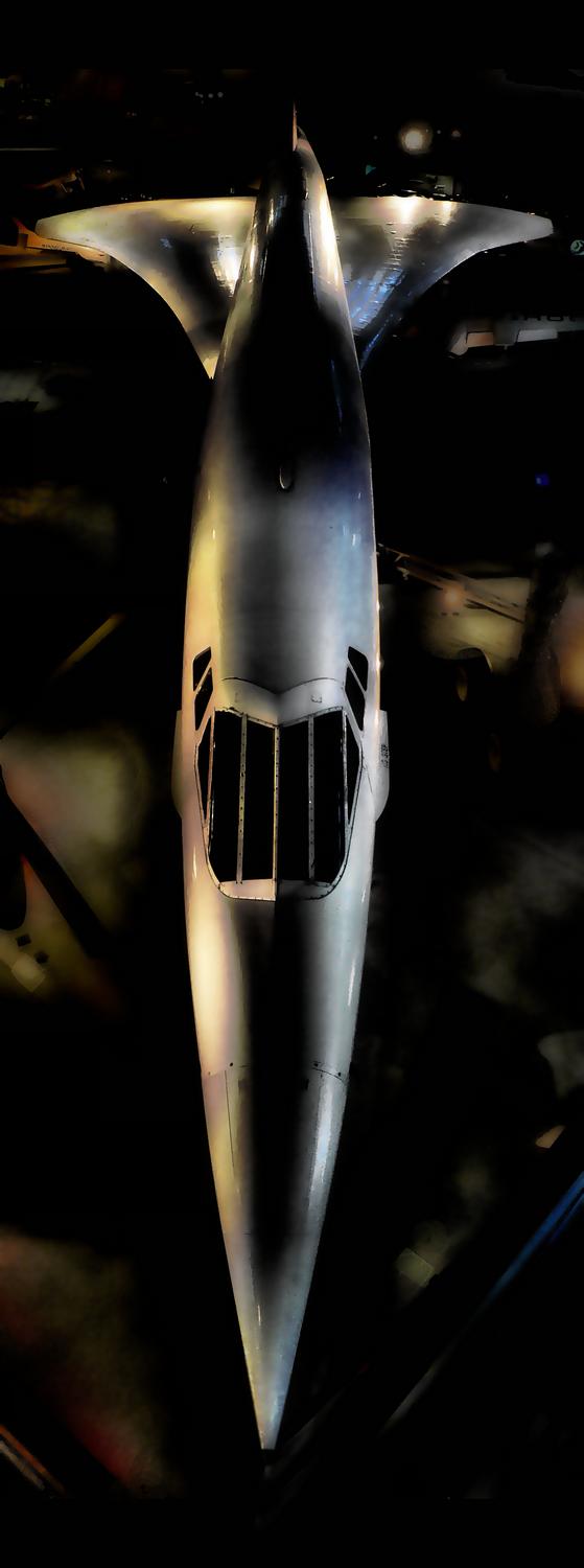 looking down at the Concorde in the National Air and Space Museum Steven F. Udvar-Hazy Center - Concorde - Techno-Impressionist Museum - Techno-Impressionism - art - beautiful - photo photography picture - by Tony Karp