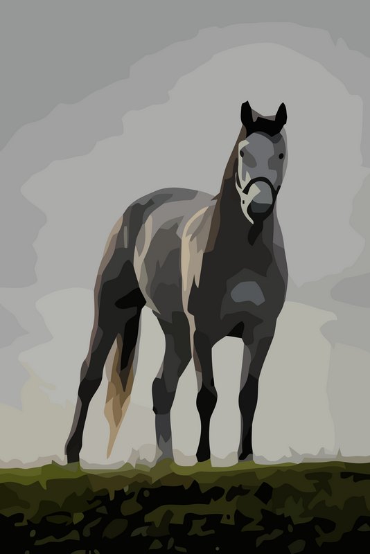 horse standing in a field horse outlined against the sky  clean drinking water, museum, techno-impressionism - The health care horse - Techno-Impressionist Museum - Techno-Impressionism - art - beautiful - photo photography picture - by Tony Karp
