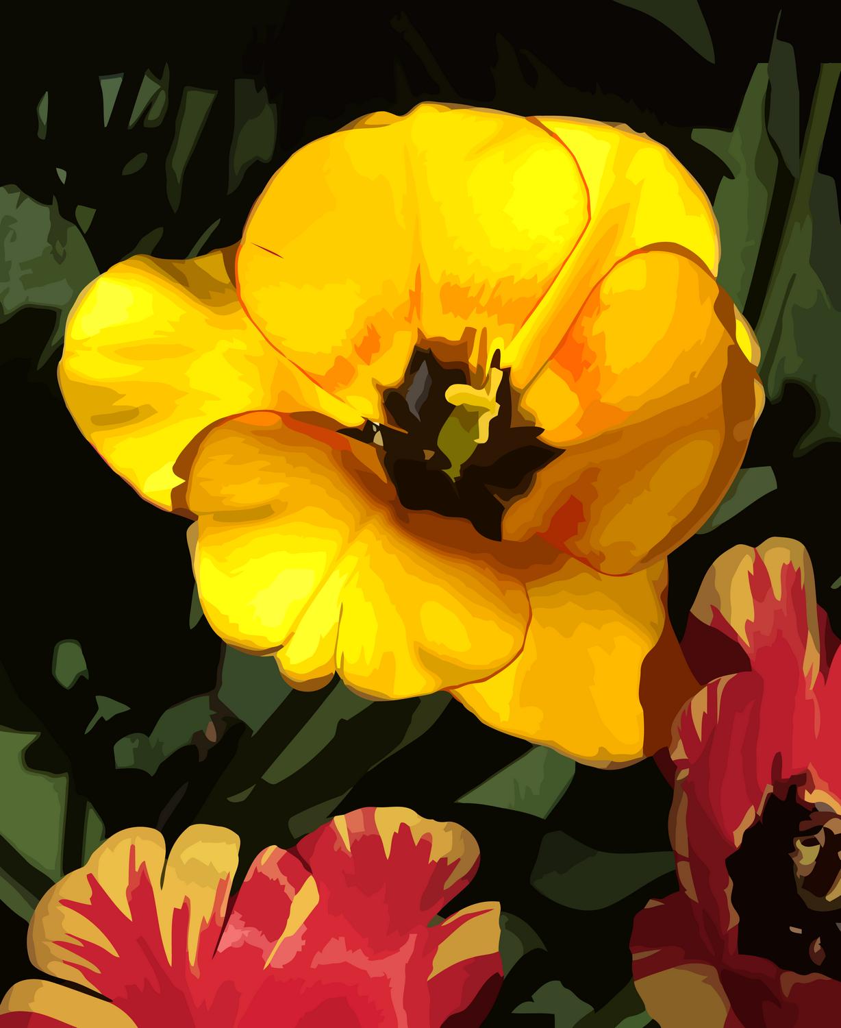 close up of a flower with background masked retelling, flower technology blended with art artistic - Tulip redoux - Techno-Impressionist Museum - Techno-Impressionism - art - beautiful - photo photography picture - by Tony Karp