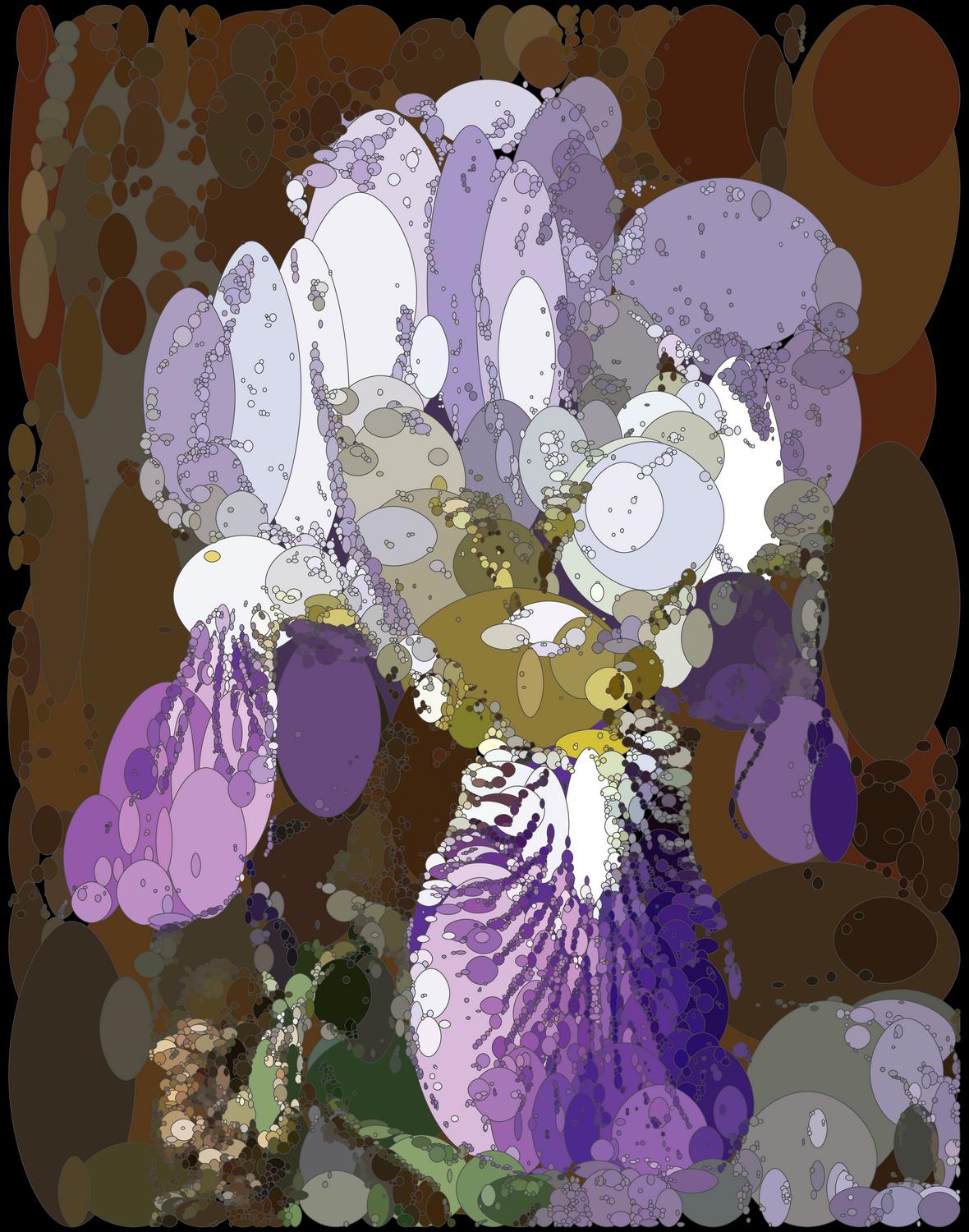 white and purple iris a visual exploration of the details formed by the hues and colors of the image - <center>Iris deconstructed - Techno-Impressionist Museum - Techno-Impressionism - art - beautiful - photo photography picture - by Tony Karp