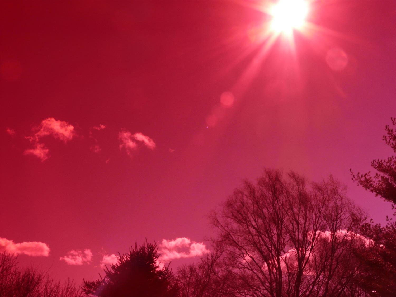 sunset with a red filter in the back of the house health care responsibility for their own well being, - Red sunrise - Techno-Impressionist Museum - Techno-Impressionism - art - beautiful - photo photography picture - by Tony Karp