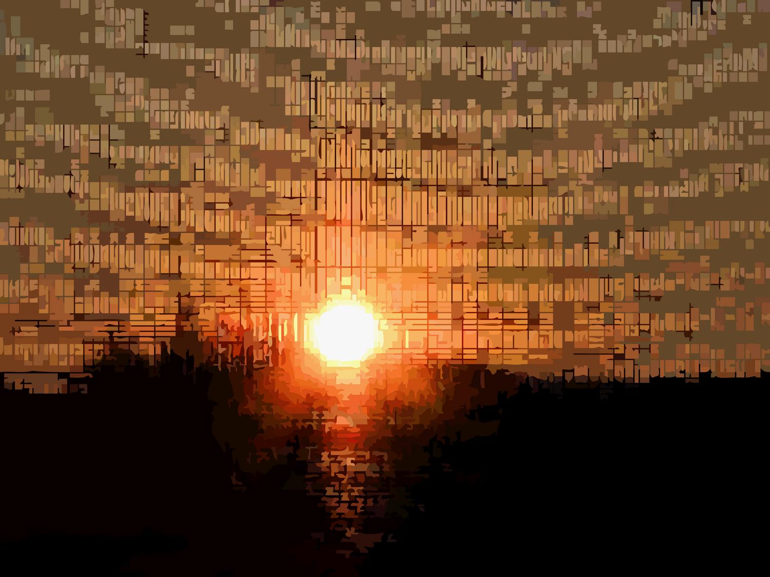 sunset through the screen on the porch #3 - The brilliant colors are beginning to fade in Sunset screen shot #3</center></Center><p></p> - Techno-Impressionist Museum - Techno-Impressionism - art - beautiful - photo photography picture - by Tony Karp