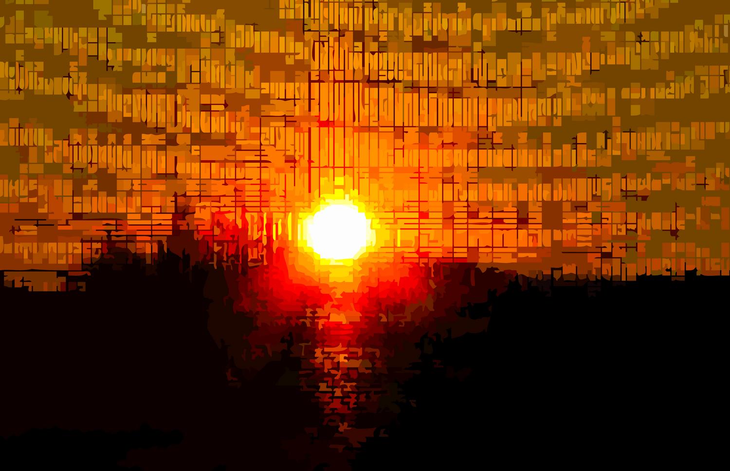 sunset through the screen on the porch #2 - The artist steps back in Sunset screen shot #2</center></Center><p></p> - Techno-Impressionist Museum - Techno-Impressionism - art - beautiful - photo photography picture - by Tony Karp