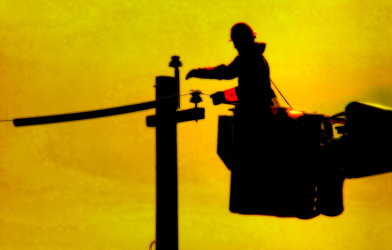 - <center>Lineman #3 - Techno-Impressionist Museum - Techno-Impressionism - art - beautiful - photo photography picture - by Tony Karp
