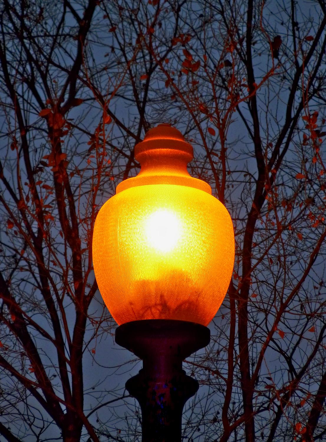 lamp light in Washington DC at dusk - <center>A light in DC - Techno-Impressionist Museum - Techno-Impressionism - art - beautiful - photo photography picture - by Tony Karp