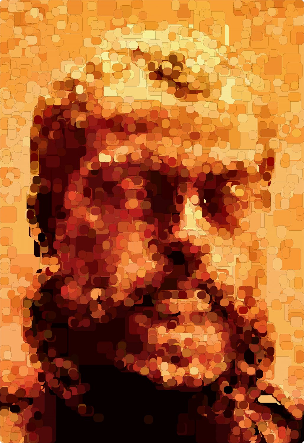 museum head variation # 5 mostly orange - A glimpse of the artist at work - Techno-Impressionist Museum - Techno-Impressionism - art - beautiful - photo photography picture - by Tony Karp