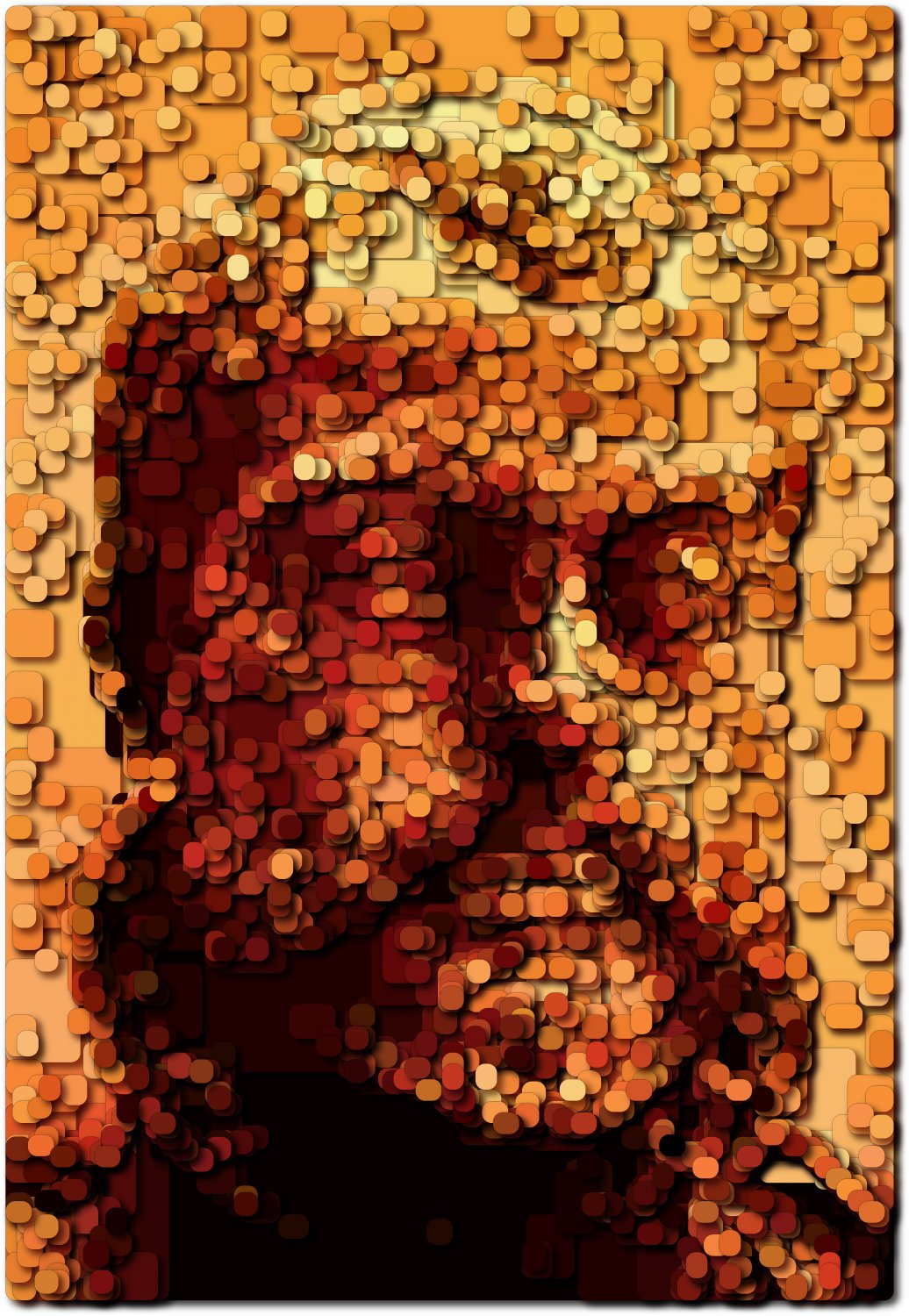 museum head variation # 4 mostly orange - A glimpse of the artist at work - Techno-Impressionist Museum - Techno-Impressionism - art - beautiful - photo photography picture - by Tony Karp