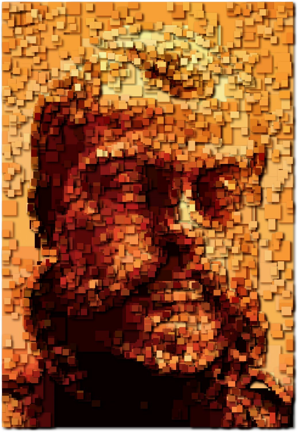 museum head variation # 6 mostly orange - A glimpse of the artist at work - Techno-Impressionist Museum - Techno-Impressionism - art - beautiful - photo photography picture - by Tony Karp