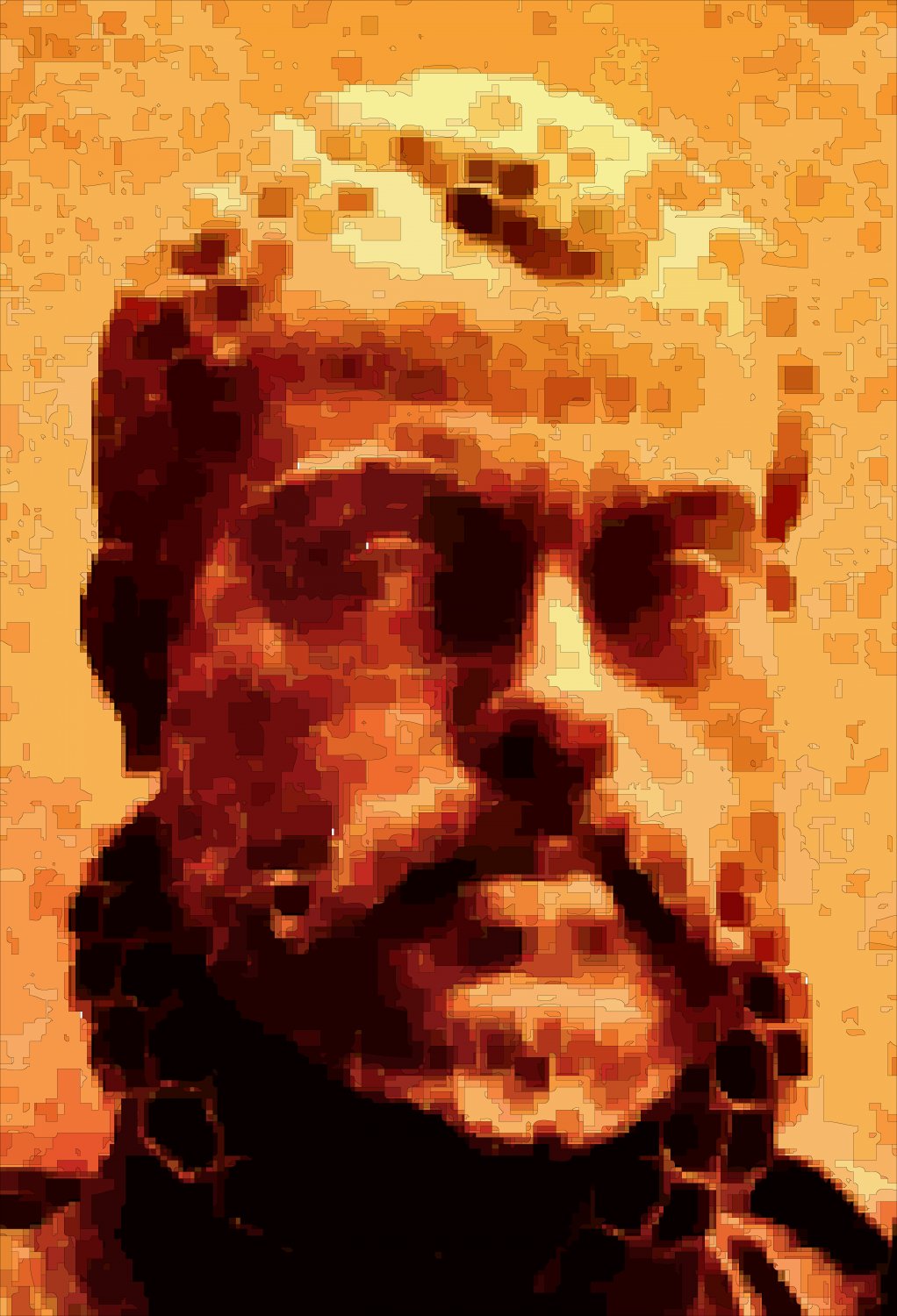 museum head variation # 7 mostly orange - A glimpse of the artist at work - Techno-Impressionist Museum - Techno-Impressionism - art - beautiful - photo photography picture - by Tony Karp