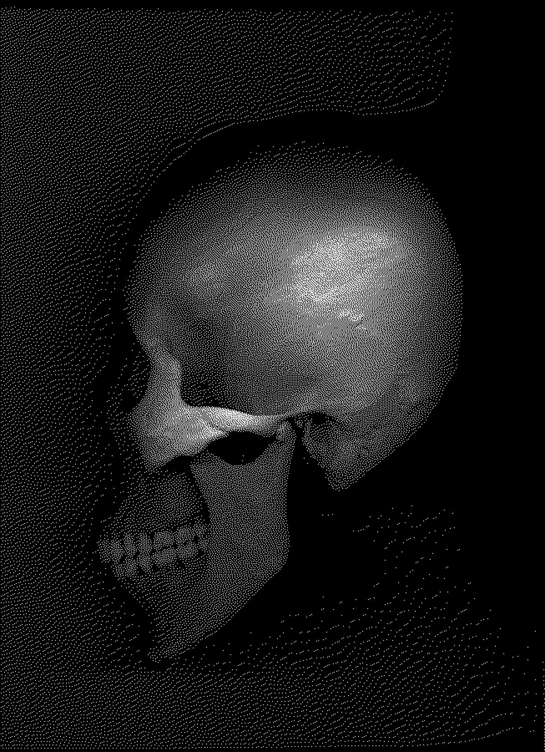 Skulls, contemporary art, by Tony Karp - Skull traveling through time - Techno-Impressionist Museum - Techno-Impressionism - art - beautiful - photo photography picture - by Tony Karp